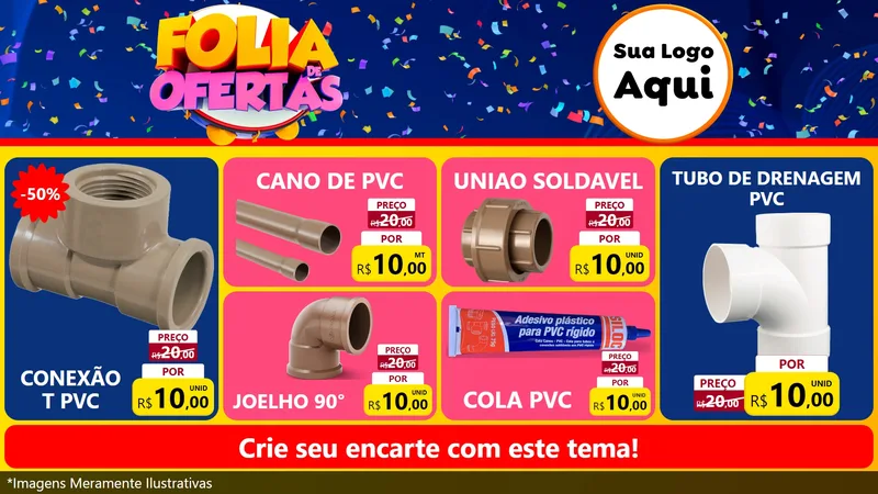 Modelo de TV para TV Horizontal com o tema Folia de Ofertas para Tubos e conexões