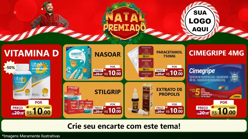 Modelo de TV para TV Horizontal com o tema Natal Premiado para Farmácia