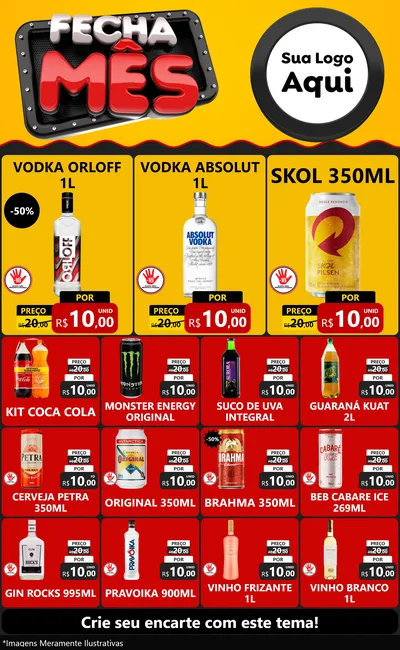 Modelo de Encarte para Encarte Grande com o tema Fecha Mês para Distribuidora de bebidas