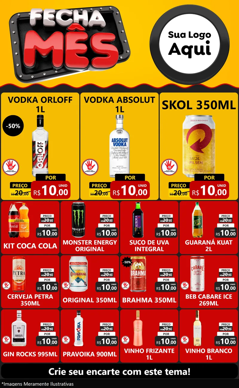 Modelo de Encarte para Encarte Grande com o tema Fecha Mês para Distribuidora de bebidas