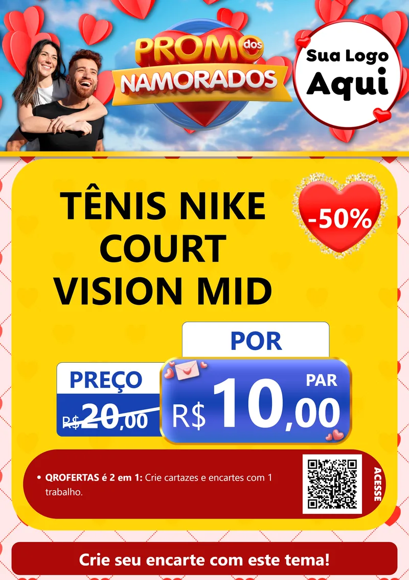 Modelo de Cartaz para Cartaz A4 Vertical com o tema Promo dos Namorados para Calçados