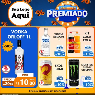 Modelo de Rede Social para Feed Facebook com o tema Janeiro Premiado para Distribuidora de bebidas