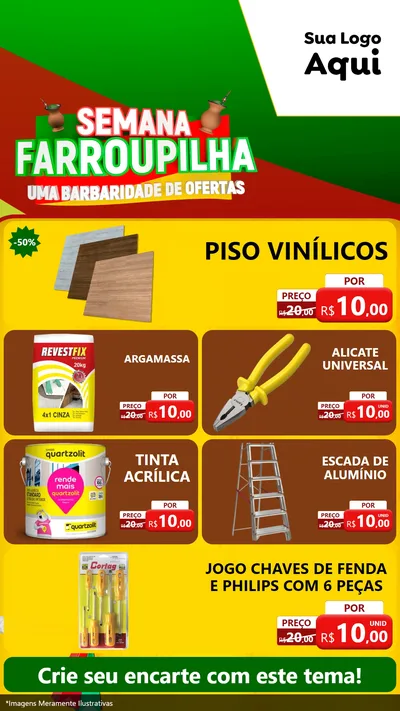 Modelo de TV para TV Vertical com o tema Semana Farroupilha - Uma Barbaridade de Ofertas para Material para Construção