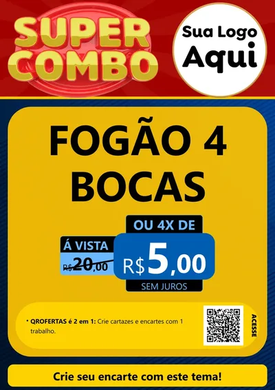 Modelo de Cartaz para Cartaz A4 Vertical com o tema Super Combo para Móveis e Eletro