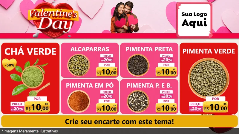 Modelo de TV para TV Horizontal com o tema Valentine's Day para Produtos Naturais
