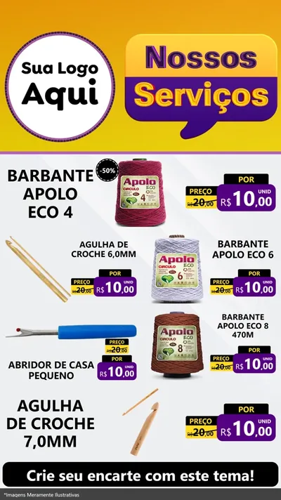 Modelo de TV para TV Vertical com o tema Nossos Serviços para Armarinho e Aviamentos