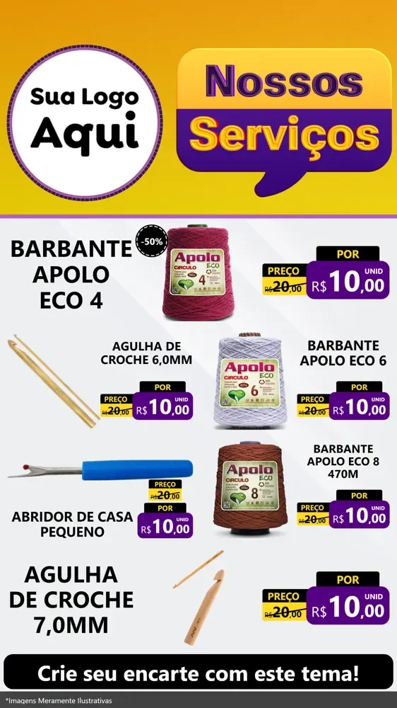 Modelo de TV para TV Vertical com o tema Nossos Serviços para Armarinho e Aviamentos
