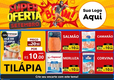 Modelo de Encarte para Encarte A4 Horizontal com o tema Super Oferta Setembro para Peixaria