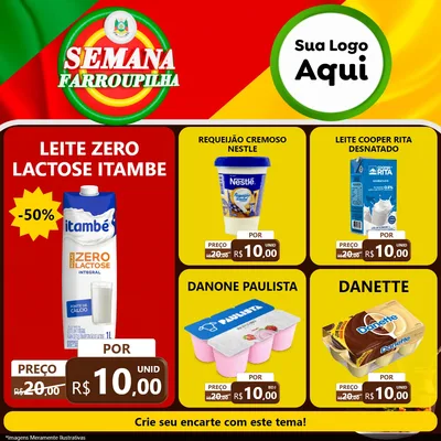 Modelo de Rede Social para Feed Facebook com o tema Semana Farroupilha para Frios e Laticínios