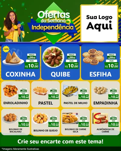 Modelo de Rede Social para Feed Instagram com o tema Ofertas da Semana da Independência para Salgadaria