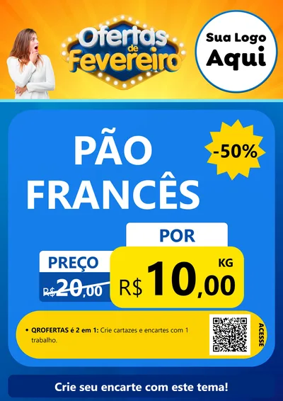 Modelo de Cartaz para Cartaz A4 Vertical com o tema Ofertas de Fevereiro para Padaria