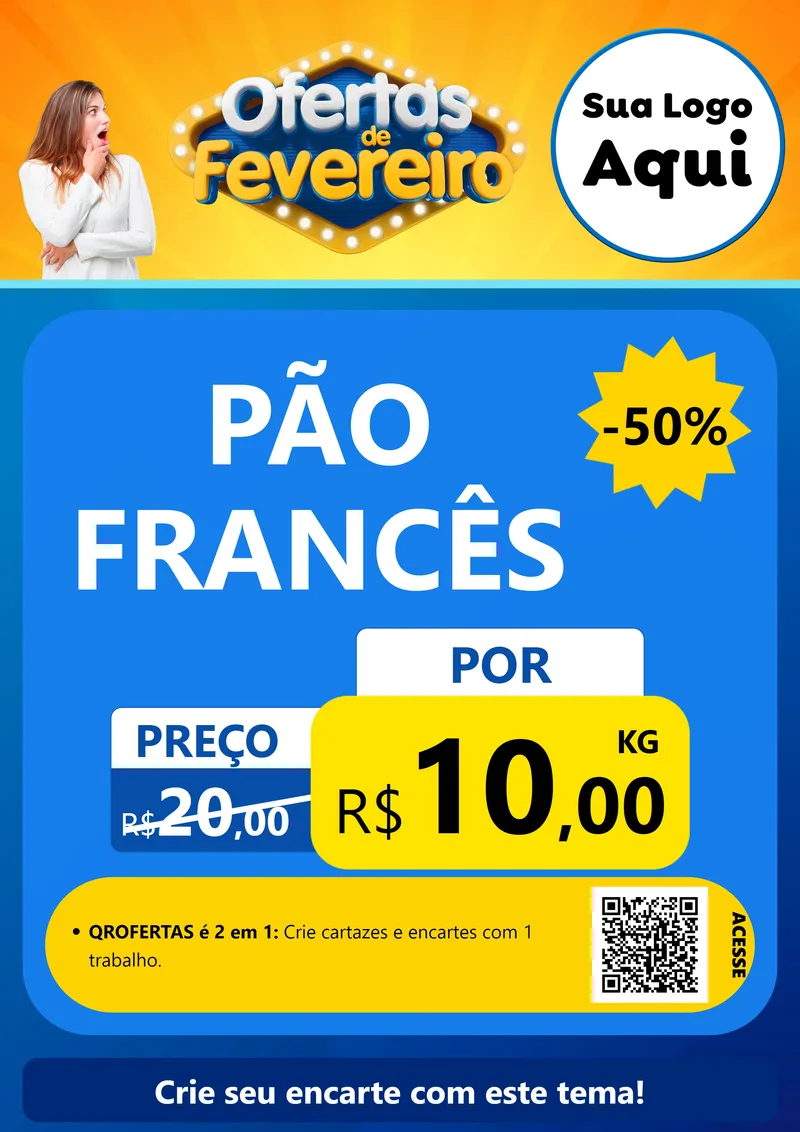 Modelo de Cartaz para Cartaz A4 Vertical com o tema Ofertas de Fevereiro para Padaria
