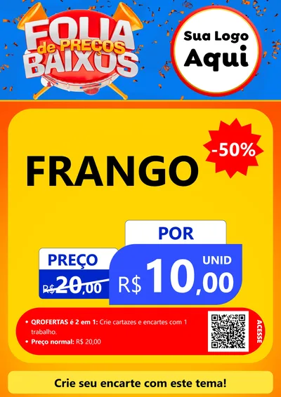 Modelo de Cartaz para Cartaz A4 Vertical com o tema Folia de Preços Baixos para Assados