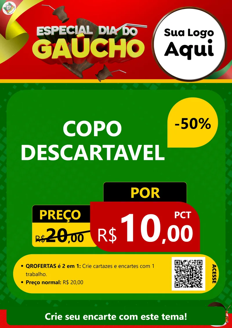 Modelo de Cartaz para Cartaz A4 Vertical com o tema Especial Dia do Gaúcho para Embalagens