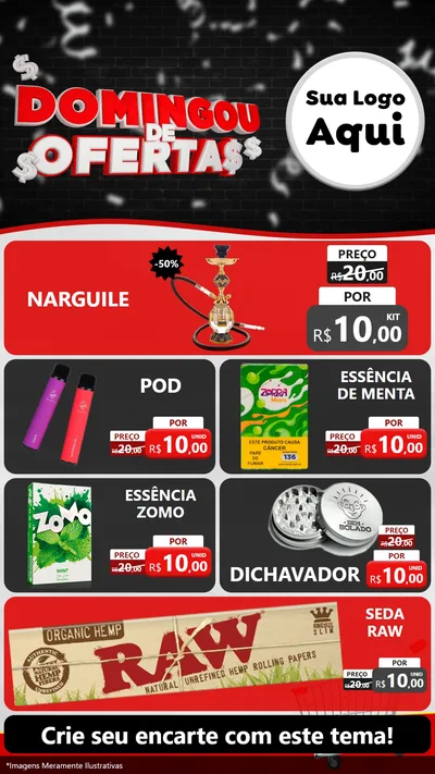 Modelo de TV para TV Vertical com o tema Domingou de Ofertas para Tabacaria