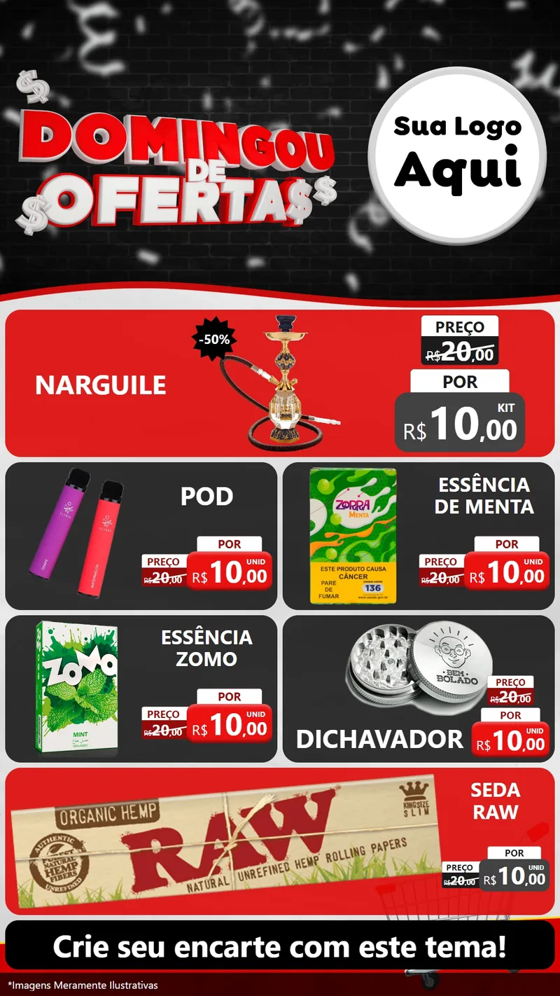 Modelo de TV para TV Vertical com o tema Domingou de Ofertas para Tabacaria