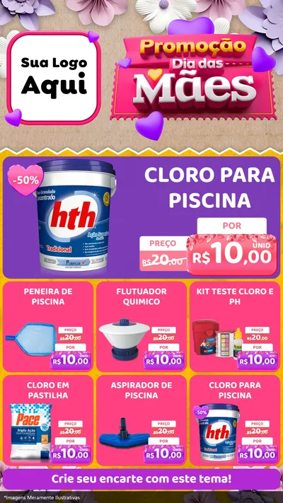 Modelo de Rede Social para Stories com o tema Promoção Dia das Mães para Produtos para Piscina
