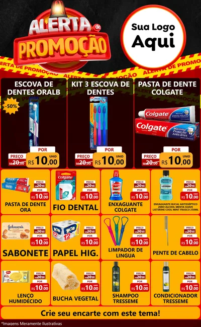 Modelo de Encarte para Encarte Grande com o tema Alerta de Promoção para Higiene Pessoal