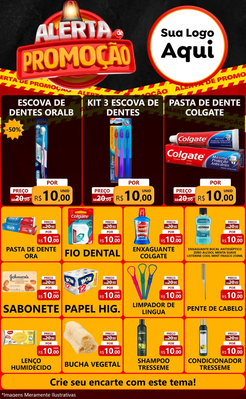 Modelo de Encarte para Encarte Grande com o tema Alerta de Promoção para Higiene Pessoal