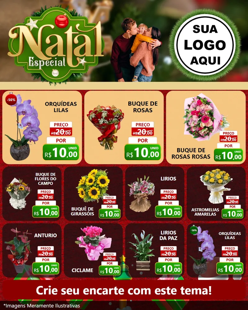 Modelo de Rede Social para Feed Instagram com o tema Natal Especial para Floricultura e jardim