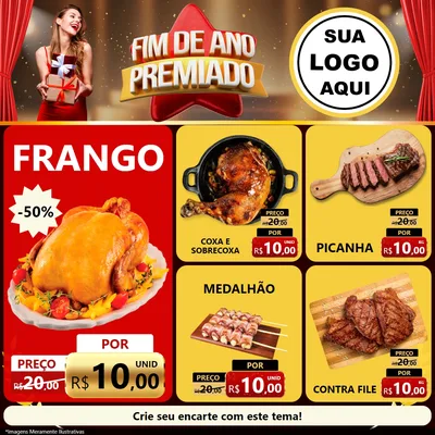 Modelo de Rede Social para Feed Facebook com o tema Fim de Ano Premiado para Assados