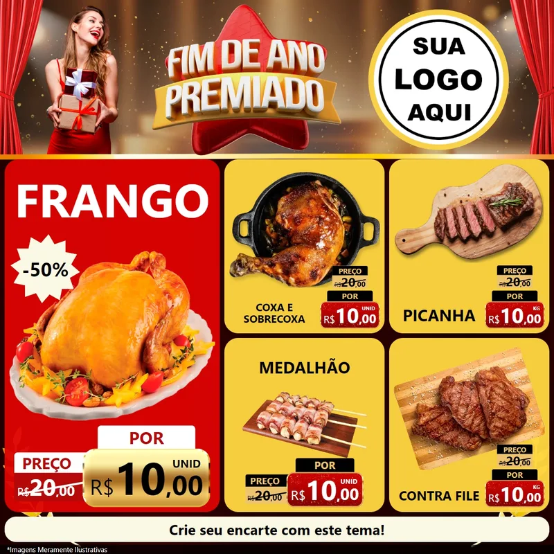 Modelo de Rede Social para Feed Facebook com o tema Fim de Ano Premiado para Assados