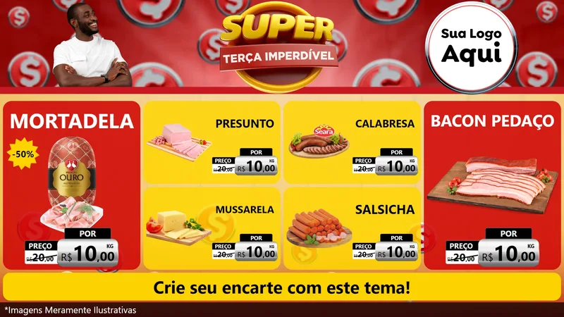 Modelo de TV para TV Horizontal com o tema Super Terça Imperdível para Frios e Laticínios