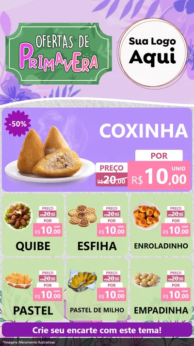 Modelo de Rede Social para Stories com o tema Ofertas de Primavera para Salgadaria