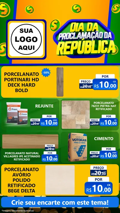 Modelo de TV para TV Vertical com o tema Dia Da Proclamação da República para Pisos e revestimentos