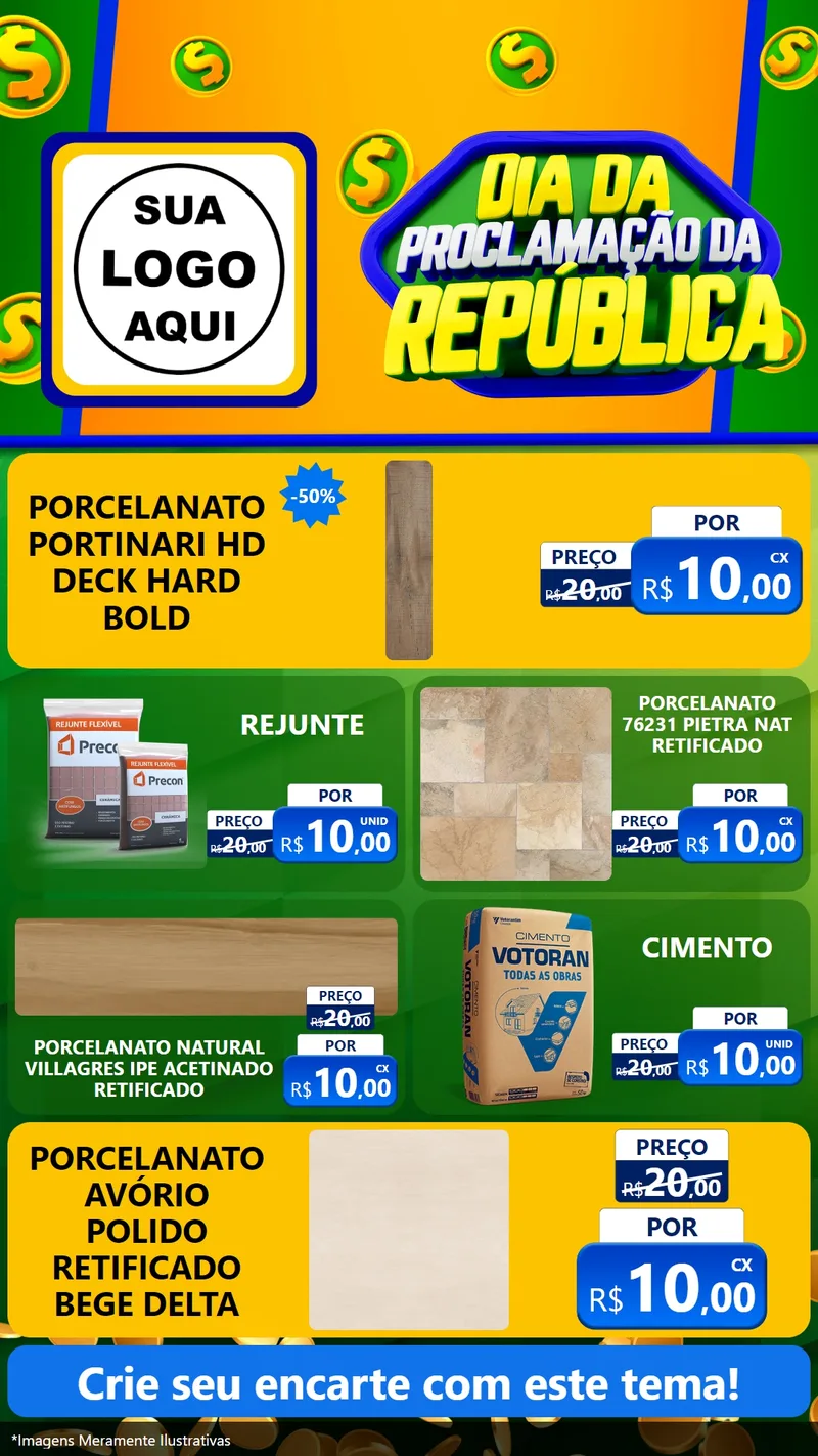 Modelo de TV para TV Vertical com o tema Dia Da Proclamação da República para Pisos e revestimentos