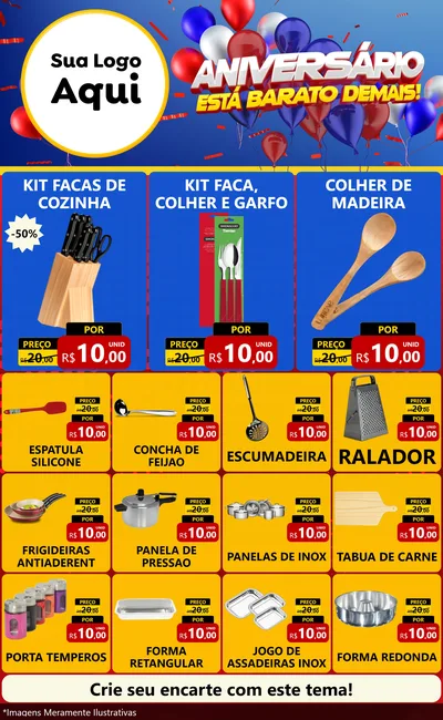 Modelo de Encarte para Encarte Grande com o tema Aniversário para Utilidades Domésticas