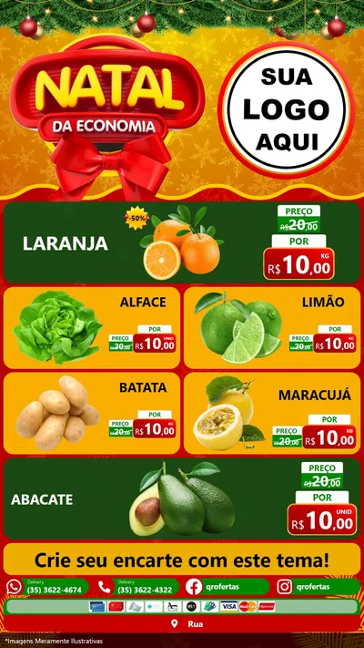 Modelo de TV para TV Vertical com o tema Natal da Economia para Hortifrúti