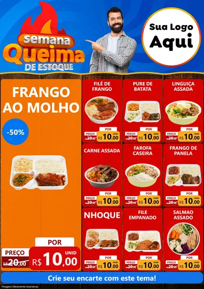Modelo de Encarte para Encarte A4 Vertical com o tema Semana Queima de Estoque para Restaurante