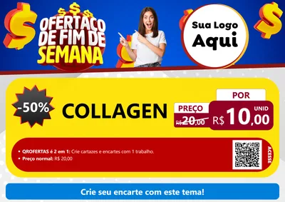Modelo de Cartaz para Cartaz A4 Horizontal com o tema Ofertaço de Fim de Semana para Suplementos alimentares