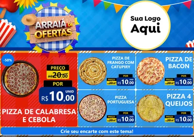 Modelo de Encarte para Encarte A4 Horizontal com o tema Arraiá de Ofertas para Pizzaria
