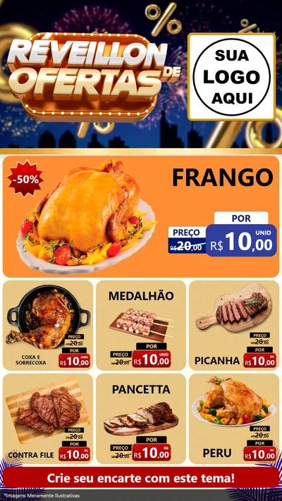 Modelo de Rede Social para Stories com o tema Réveillon de Ofertas para Assados
