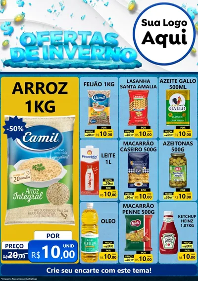 Modelo de Encarte para Encarte A4 Vertical com o tema Ofertas de Inverno para Supermercado