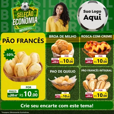 Modelo de Rede Social para Feed Facebook com o tema Seleção de Economia - Copa para Padaria