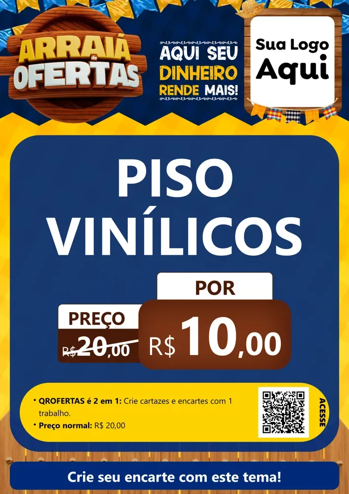 Modelo de Cartaz para Cartaz A4 Vertical com o tema Arraiá de Ofertas - Junina para Material para Construção