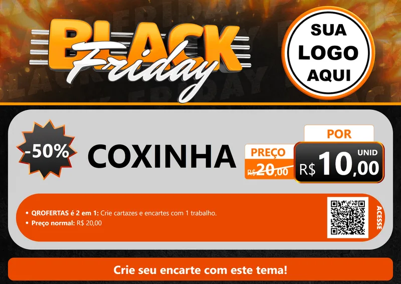 Modelo de Cartaz para Cartaz A4 Horizontal com o tema Black Friday para Salgadaria