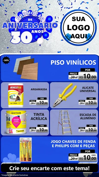 Modelo de TV para TV Vertical com o tema Promoção de Aniversário - 30 Anos para Material para Construção