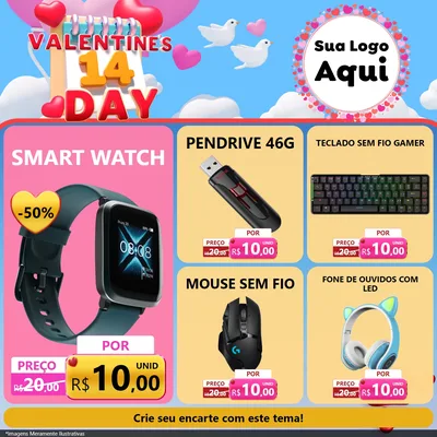 Modelo de Rede Social para Feed Facebook com o tema Valentine's Day para Informática