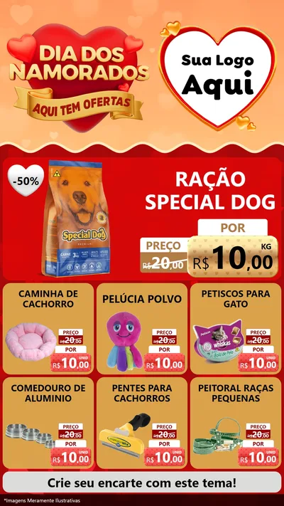 Modelo de Rede Social para Stories com o tema Dia dos Namorados - Aqui Tem Ofertas para Pet Shop