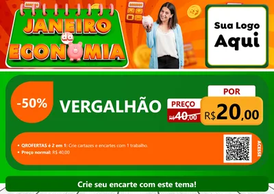 Modelo de Cartaz para Cartaz A4 Horizontal com o tema Janeiro da Economia para Ferragens