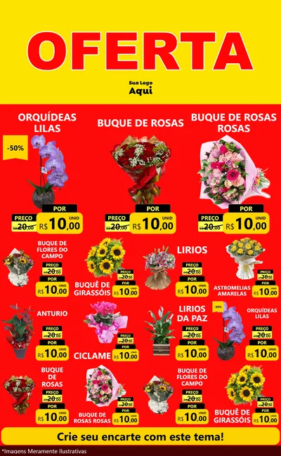 Modelo de Encarte para Encarte Grande com o tema OFERTA - Vermelho Cartaz para Floricultura e jardim