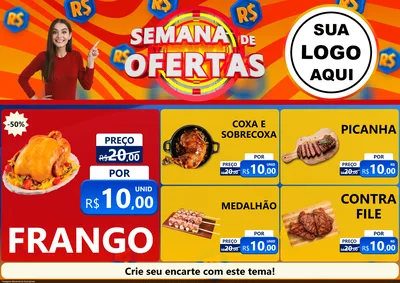 Modelo de Encarte para Encarte A4 Horizontal com o tema Semana de Ofertas para Assados