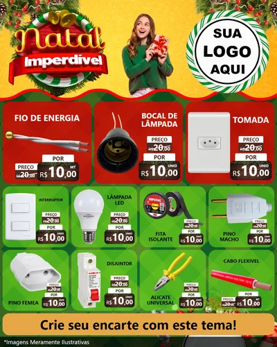 Modelo de Rede Social para Feed Instagram com o tema Natal Imperdível para Materiais Elétricos