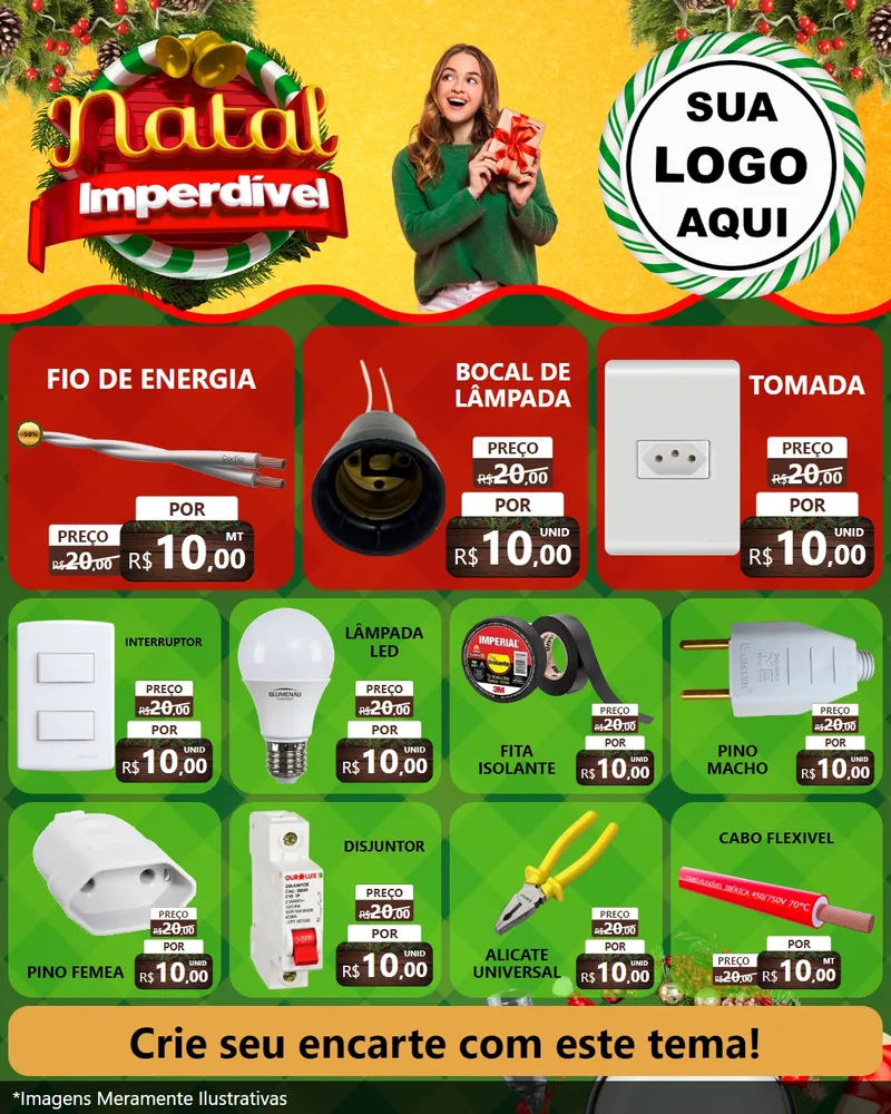 Modelo de Rede Social para Feed Instagram com o tema Natal Imperdível para Materiais Elétricos