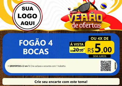 Modelo de Cartaz para Cartaz A4 Horizontal com o tema Super Verão de Ofertas para Móveis e Eletro