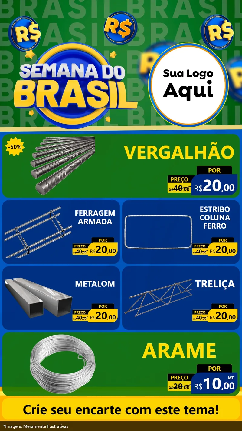Modelo de TV para TV Vertical com o tema Semana Do Brasil para Ferragens